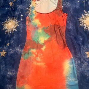 Colorful Tie-Dye Sleeveless Dress
